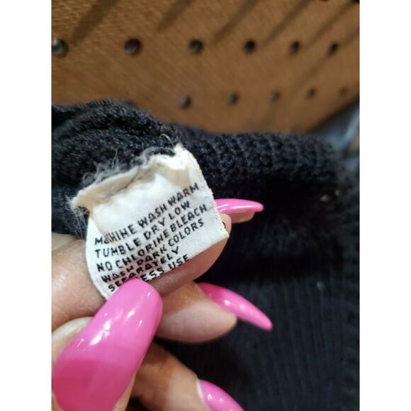 Sequence Women's Solid Black 100% Acrylic Long Sleeve Top & Skirt 2 Piece Suit 8 - Picture 9 of 10